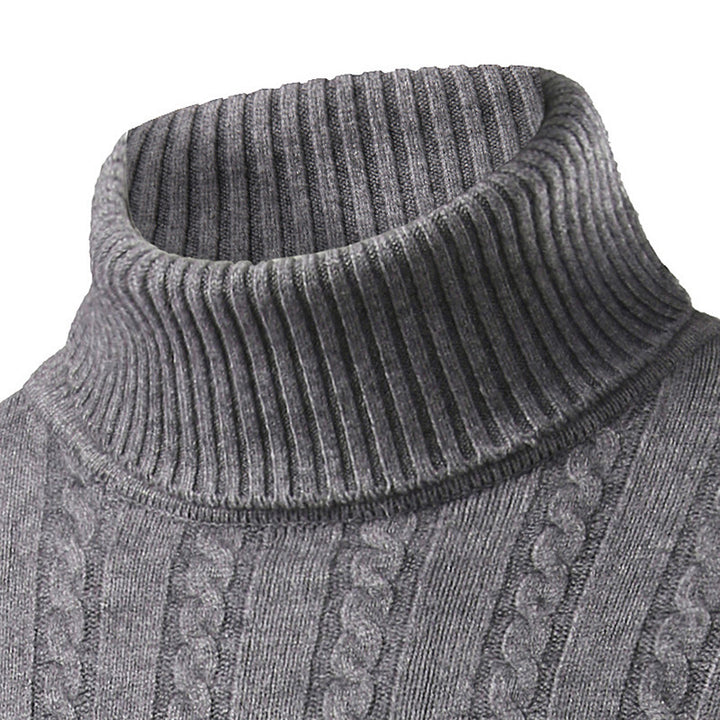 Herren stilvoller Rollkragenpullover mit Zopfmuster Aliams