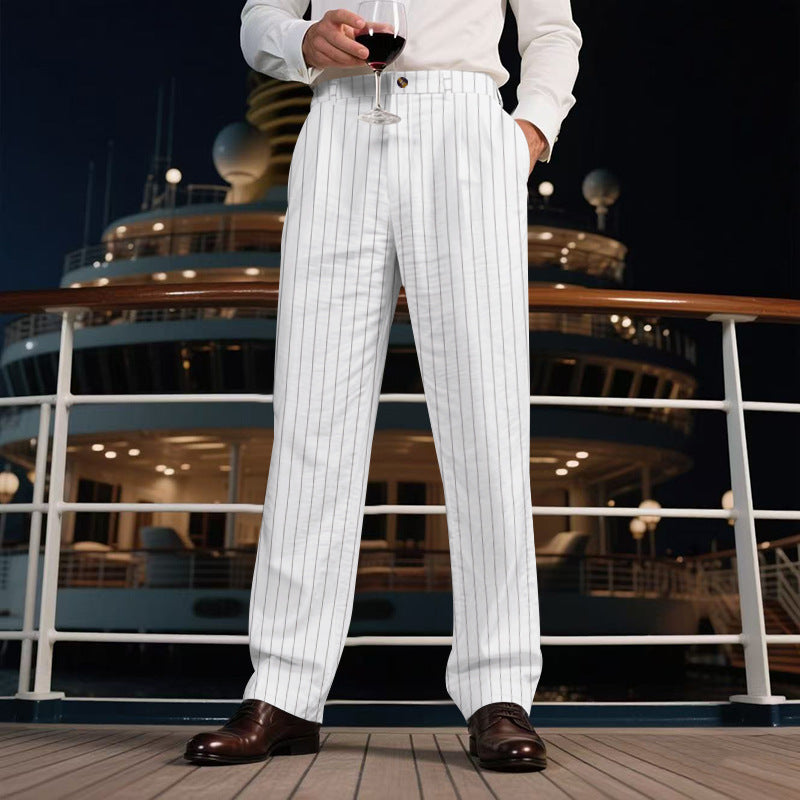 Herren elegante Streifen-Hose Aliams