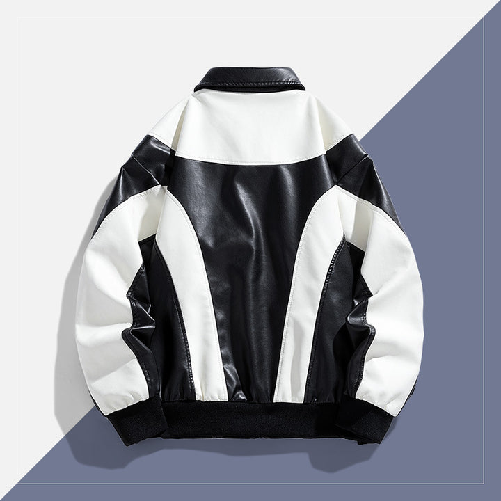 Herren futuristische Kunstlederjacke mit kontrastierenden Akzenten Aliams