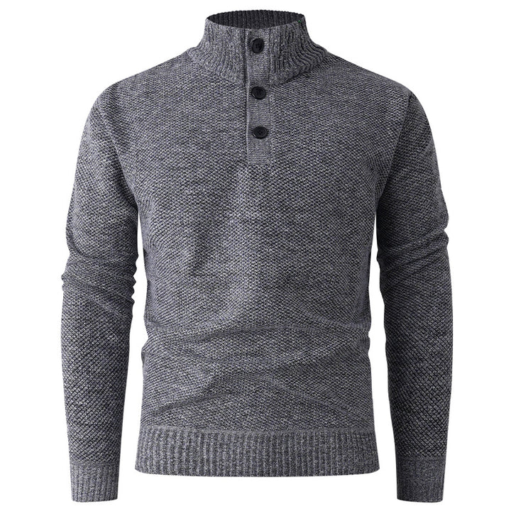Herren eleganter Stehkragenpullover mit strukturiertem Zopfmuster Aliams