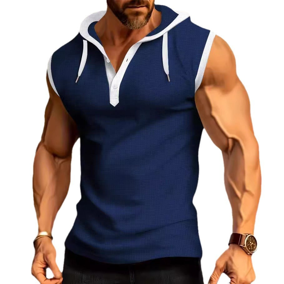 Herren sportliches ärmelloses Poloshirt mit Kapuze Aliams