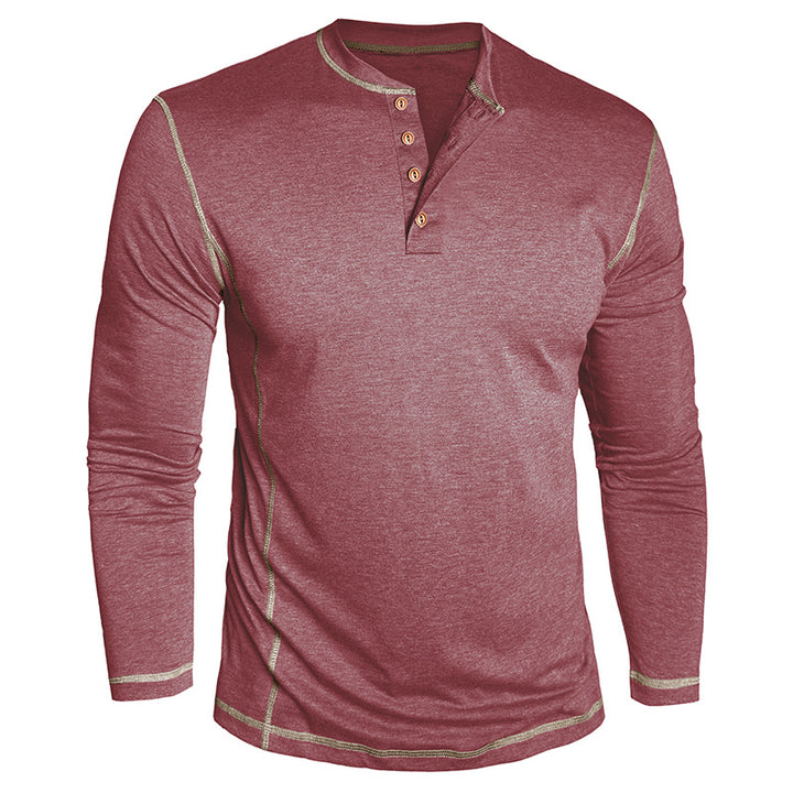 Herren Elegantes Langarmshirt mit Knopfleiste Aliams