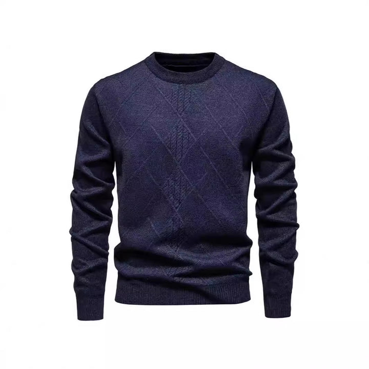 Herren Strickpullover mit strukturiertem Rautenmuster und klassischem Rundhalsausschnitt Aliams
