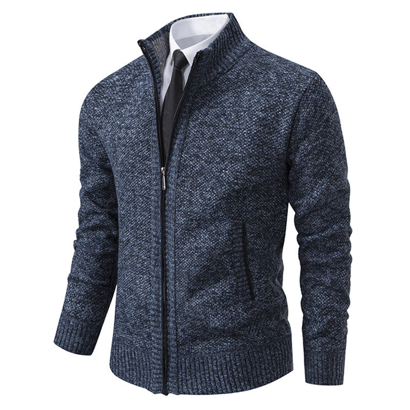 Herren elegante Strickjacke mit durchgehendem Reißverschluss und strukturiertem Design Aliams