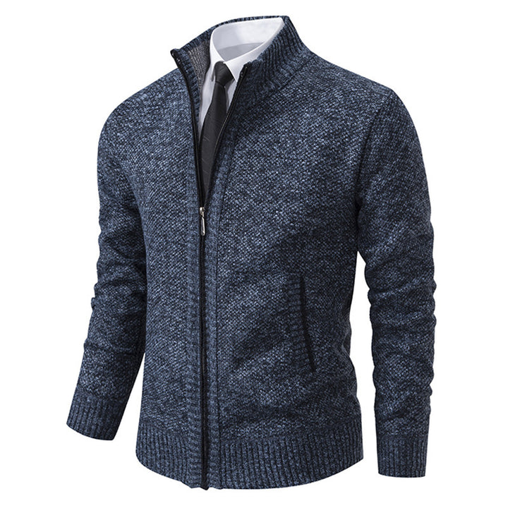 Herren elegante Strickjacke mit durchgehendem Reißverschluss und strukturiertem Design Aliams