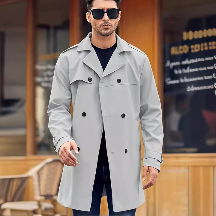 Herren eleganter Trenchcoat mit praktischen Taschen Aliams