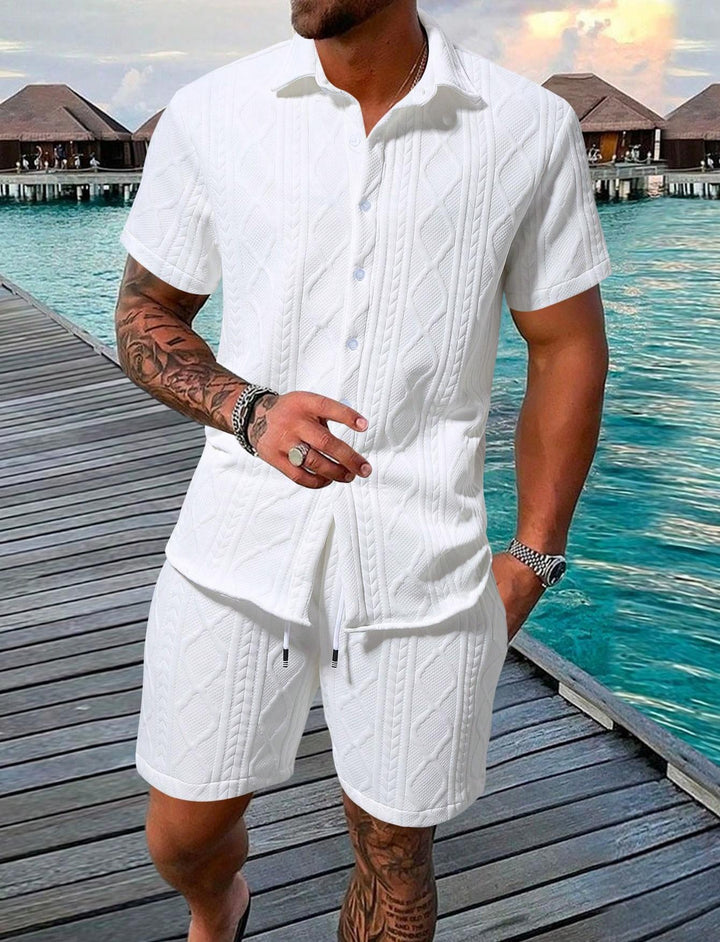 Herren stilvolles Kurzarm-Hemd mit passender Shorts Aliams