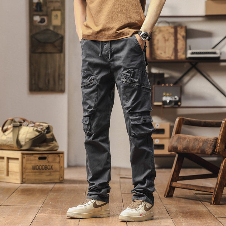 Herren robuste Cargo-Hose mit vielseitigen Taschen und verstellbarem Bund Aliams
