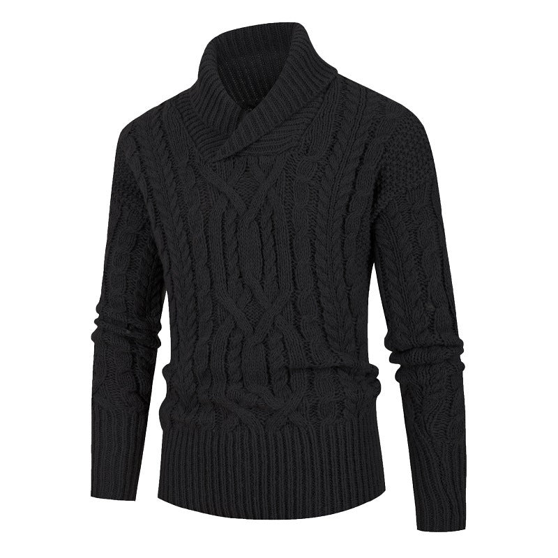 Herren Grobstrickpullover mit Schalkragen und raffinierten Zopfmuster Aliams
