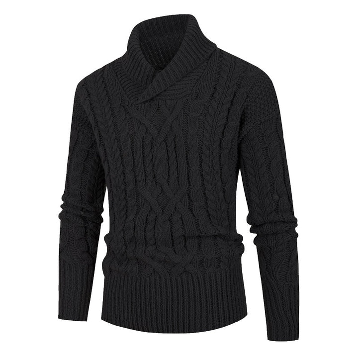 Herren Grobstrickpullover mit Schalkragen und raffinierten Zopfmuster Aliams