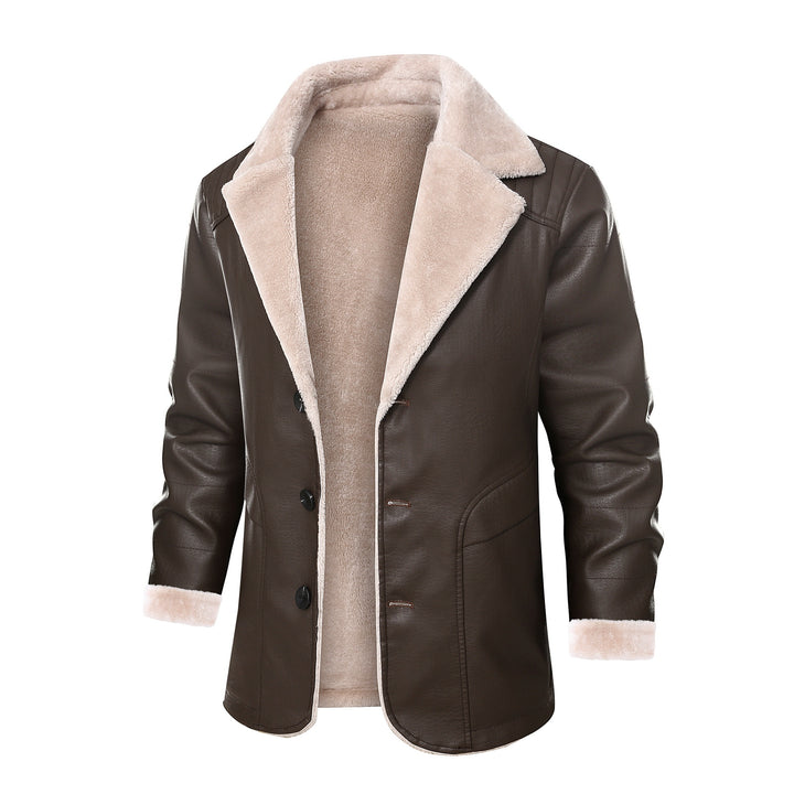 Herren schicke Lederjacke mit warmem Innenfutter und elegantem Kragen Aliams