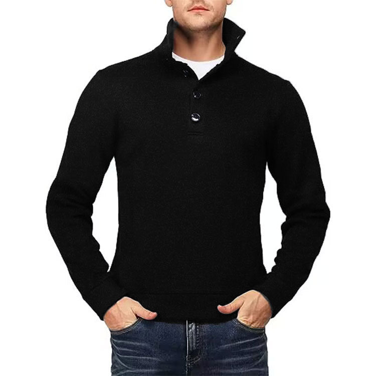 Herren Hochwertiger Pullover mit Stehkragen und Knopfdetail Aliams