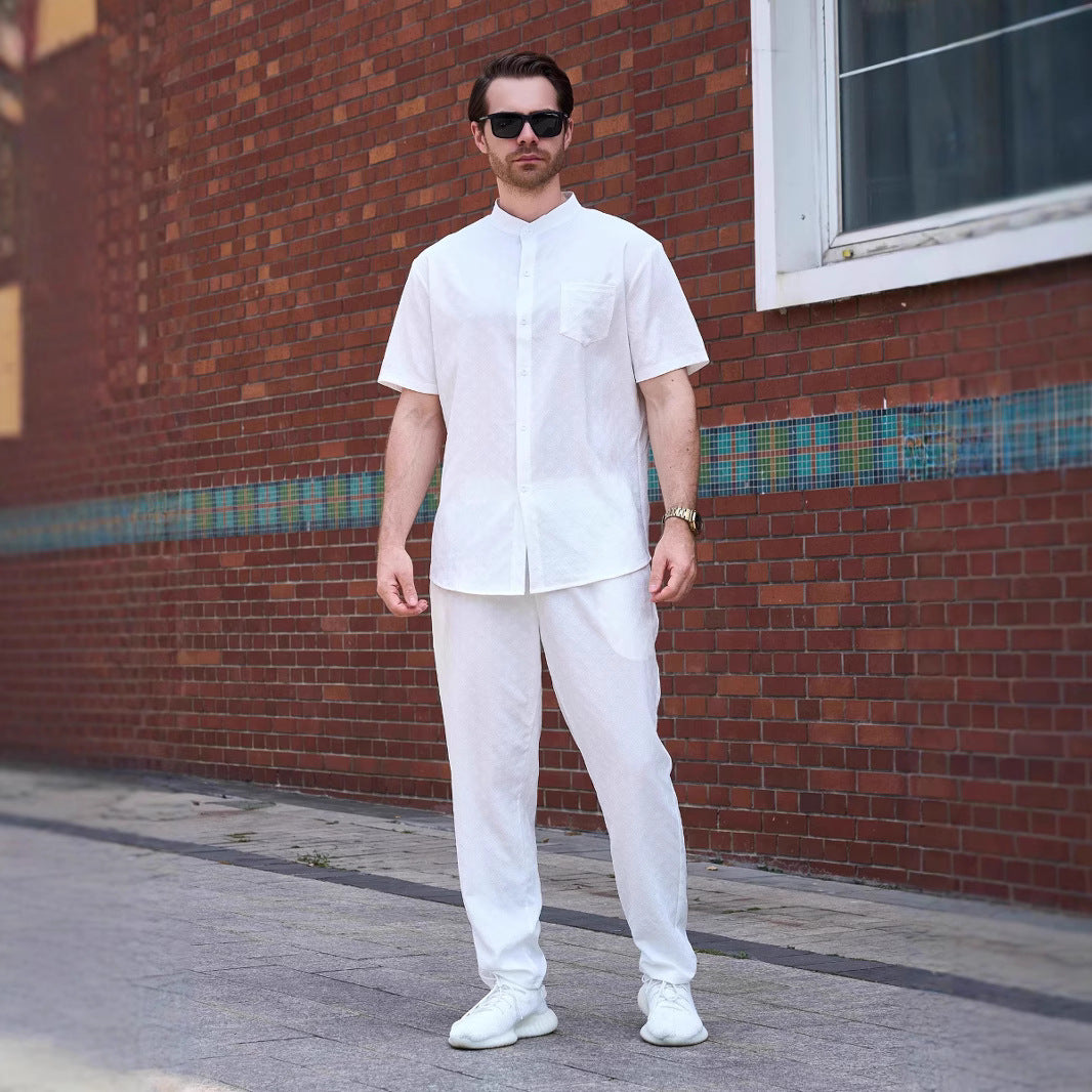 Herren bequeme Freizeitanzug mit Knopfleiste und praktischen Taschen Aliams