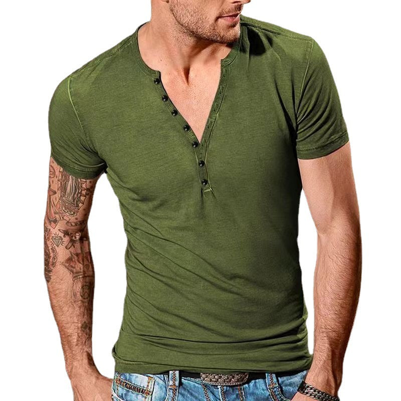 Herren Freizeit Kurzarm Henley T-Shirt Aliams 1752037952