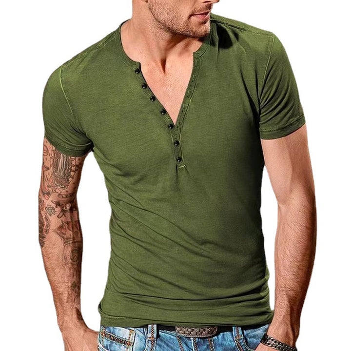 Herren Freizeit Kurzarm Henley T-Shirt Aliams 1752037952