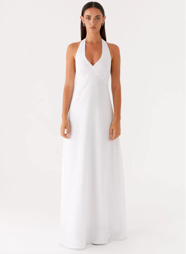 Damen Maxikleid mit Elegantem Halterneck-Design und Figurformendem Schnitt Aliams