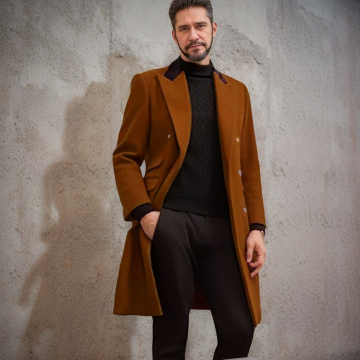Herren eleganter Longblazer mit Doppelreihe Aliams