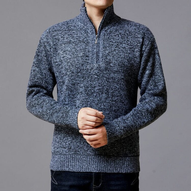 Herren Strickpullover mit modernem Stehkragen und strukturierter Oberfläche Aliams