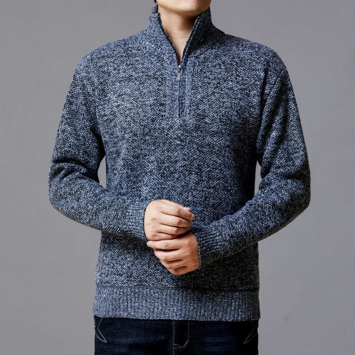 Herren Strickpullover mit modernem Stehkragen und strukturierter Oberfläche Aliams