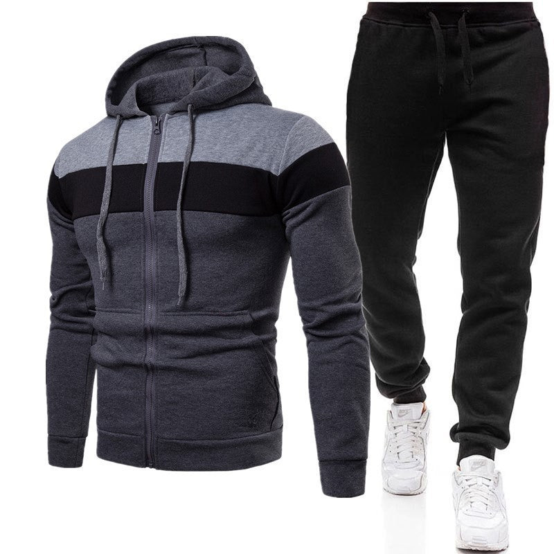 Herren Sportlicher Hoodie- und Jogginganzug mit Kontraststreifen Aliams