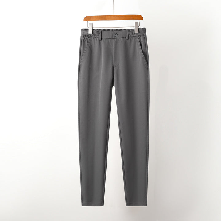 Herren elegante Anzughose mit elastischem Bund und seitlichen Eingrifftaschen Aliams