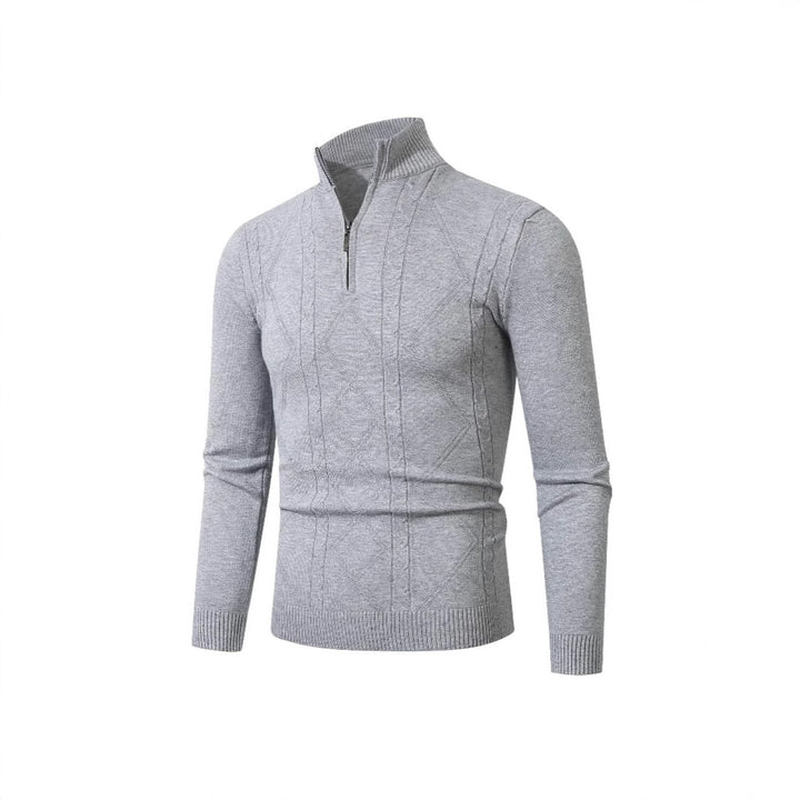 Herren Strickpullover mit modernem Zopfmuster und hohem Stehkragen Aliams
