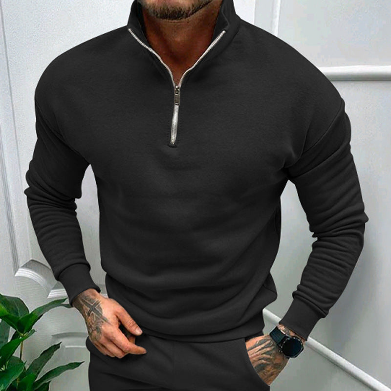 Herren Sweatshirt mit halbem Reißverschluss und elastischen Bündchen Aliams