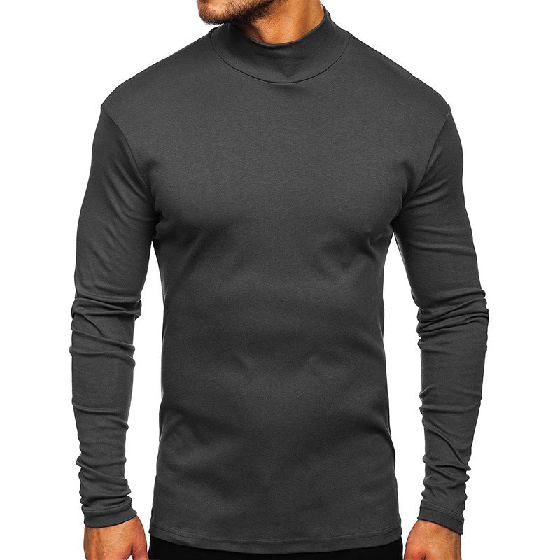 Herren Rundhals Langarmshirt aus elastischem Baumwoll-Mix mit modernem Stehkragen Aliams