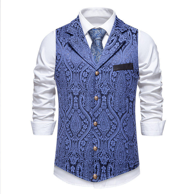 Herren elegante Anzugweste mit feinem Floral-Muster und hochwertiger Verarbeitung Aliams