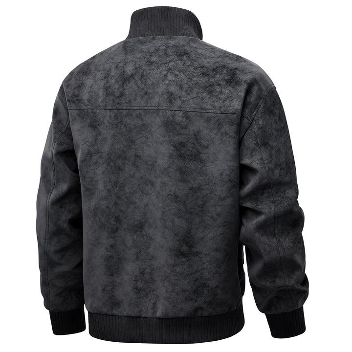 Herren elegante Kunstlederjacke im sportlichen Design mit Stehkragen und praktischen Taschen Aliams