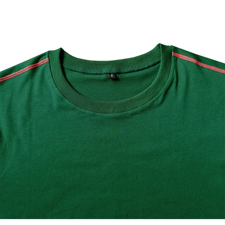 Herren Rundhals-T-Shirt mit kontrastierenden Ärmeln und lässigem Schnitt Aliams