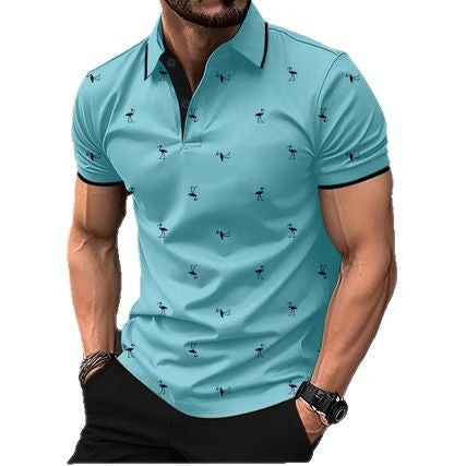 Herren Polohemd mit kurzem Arm und Muster Aliams