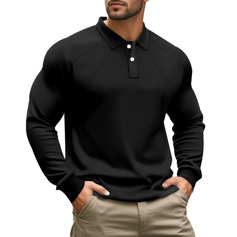 Herren sportliches Langarm-Polohemd mit innovativem Kragen und atmungsaktivem Material Aliams