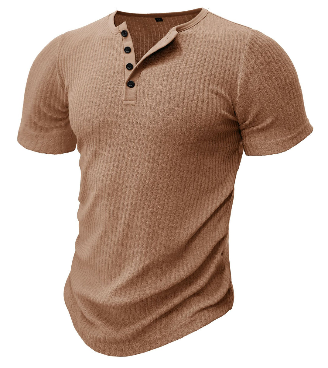 Herren Kurzarm-Henley Shirt mit strukturierter Oberfläche Aliams