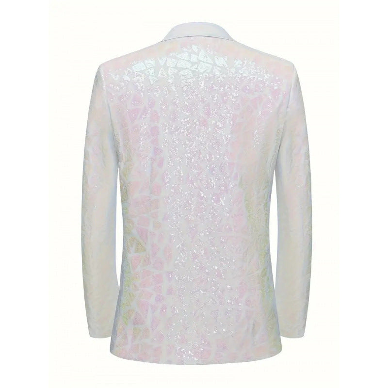 Herren Glamouröser Pailletten-Blazer mit hochwertigem Satin-Finish Aliams