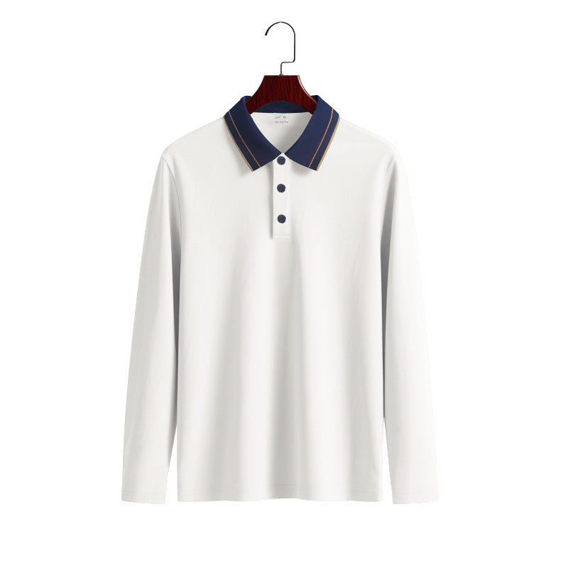 Herren Elegantes Langarm-Polohemd mit Kontrastkragen Aliams