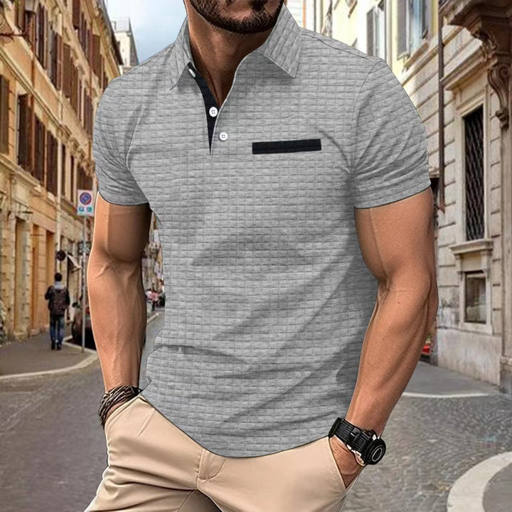 Herren elegantes Kurzarm-Polohemd mit strukturiertem Design Aliams