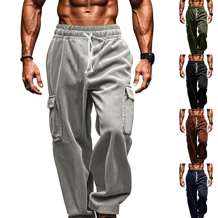 Herren weite Cargo-Hose mit funktionalen Taschen und elastischem Bund Aliams