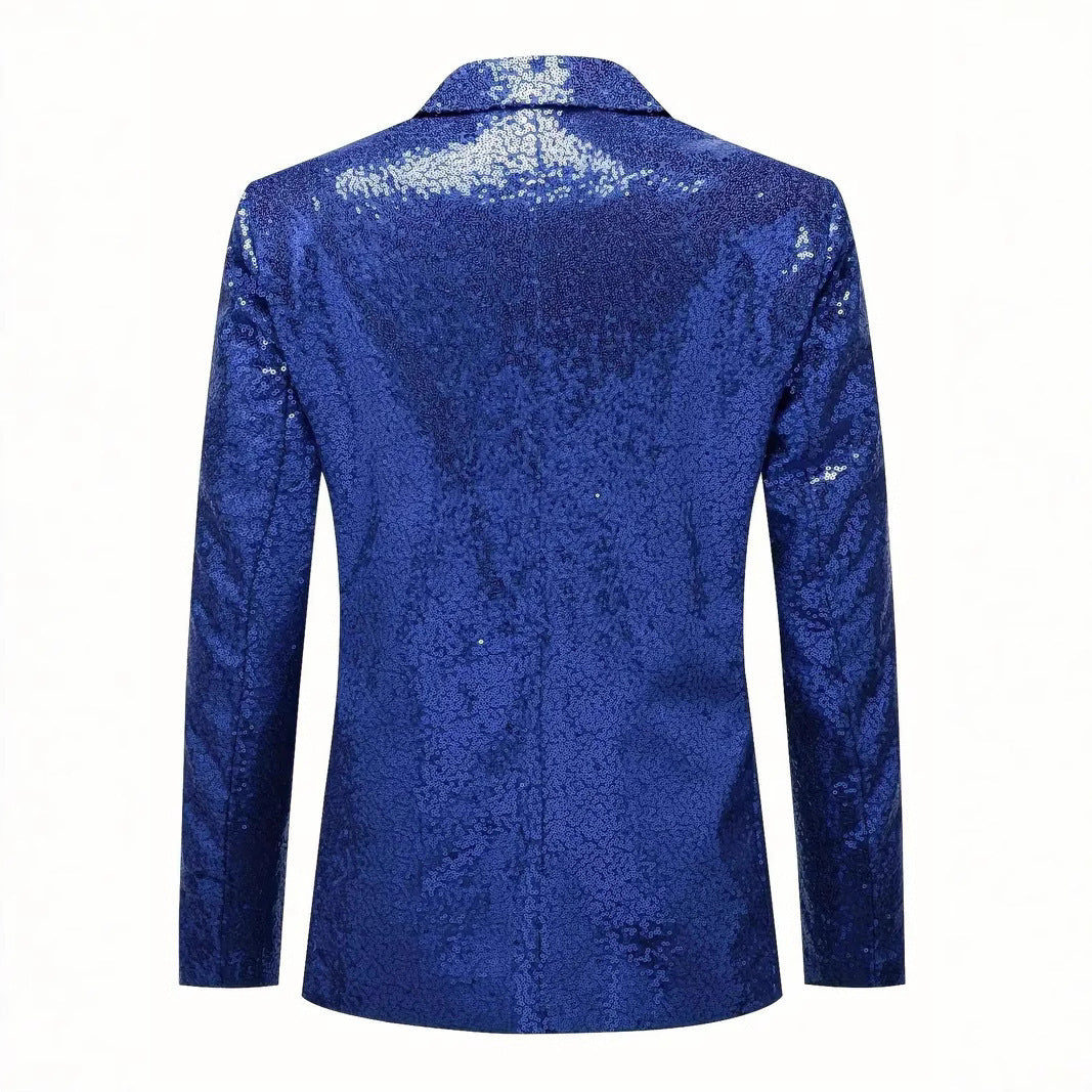 Herren festlicher Paillettenblazer mit schwarzem Revers Aliams