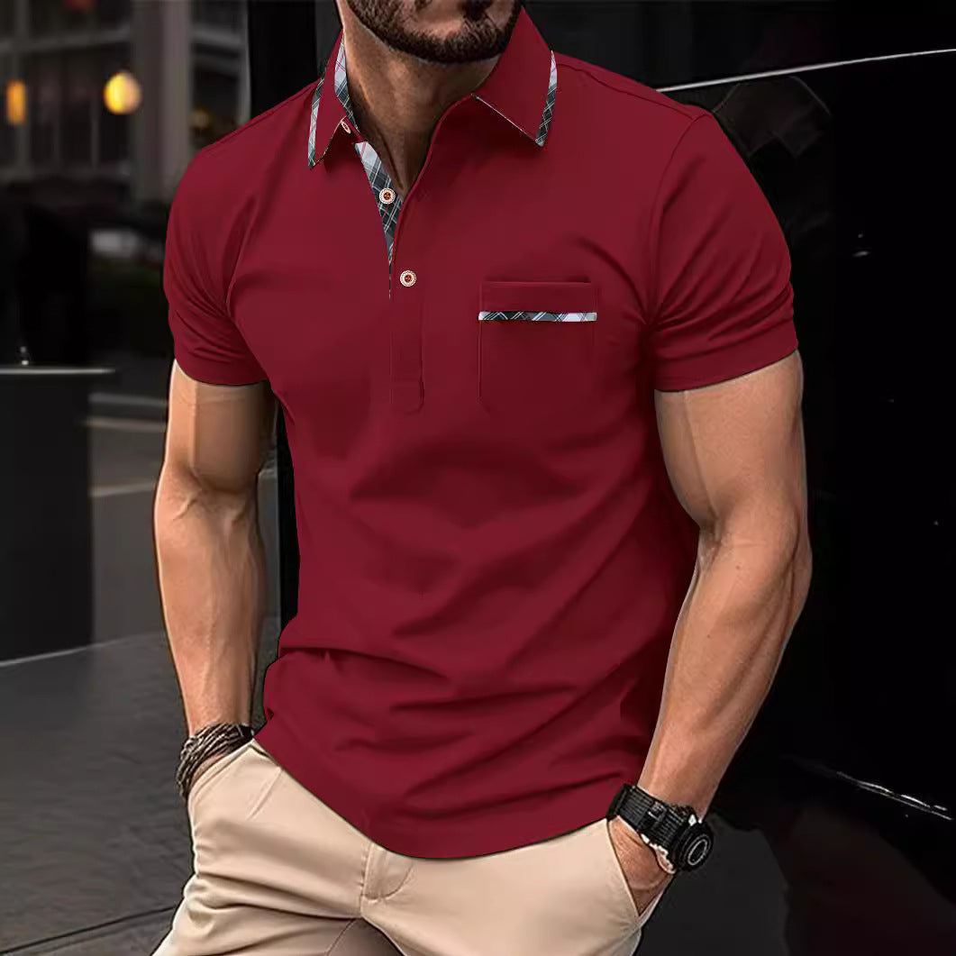 Herren Poloshirt mit modischem Kragen und Brusttasche Aliams