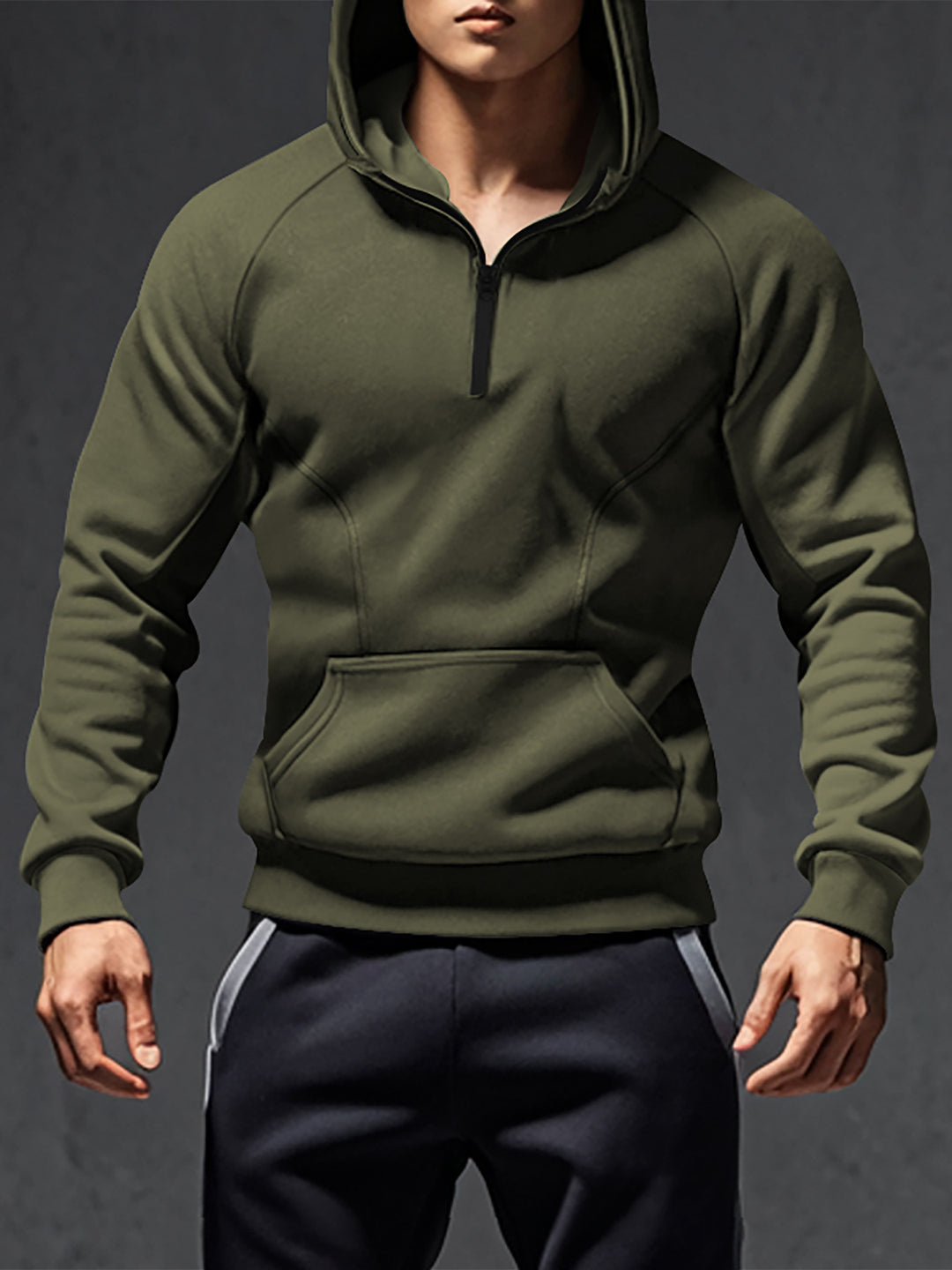 Herren sportlicher Hoodie mit halbem Reißverschluss Aliams