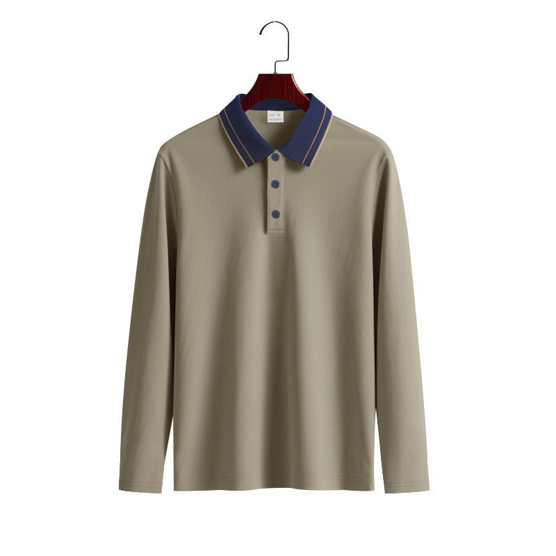 Herren Elegantes Langarm-Polohemd mit Kontrastkragen Aliams