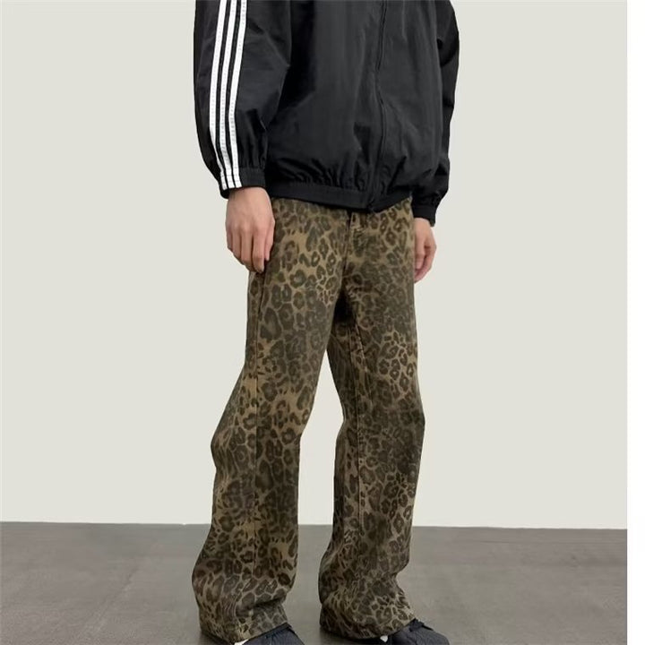 Herren entspannte Leoprint-Hosen im lässigen Schnitt Aliams
