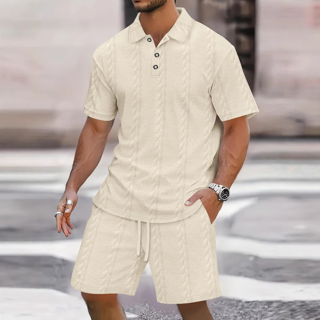 Herren Freizeit-Set mit strukturiertem Poloshirt und Shorts Aliams