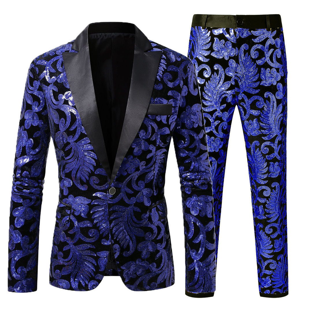 Herren elegantes Pailletten-Anzugset mit floralen Mustern Aliams