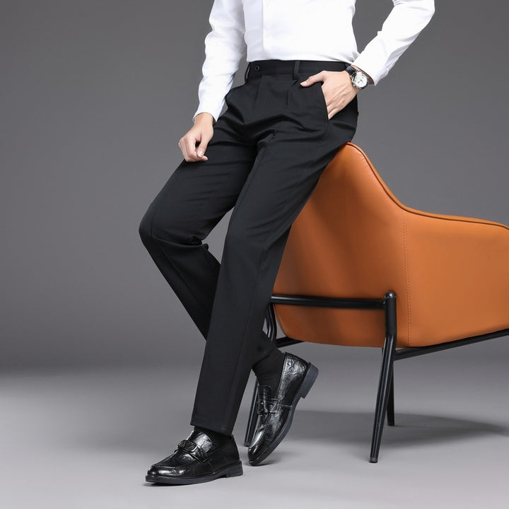 Herren elegante Anzughose mit schmalem Schnitt und seitlichen Taschen Aliams