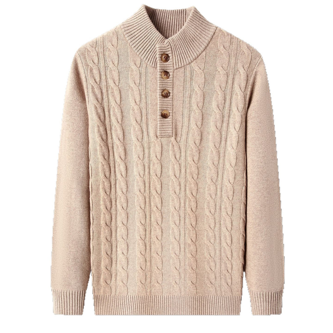 Herren Strickpullover mit Stehkragen und Knopfleiste Aliams