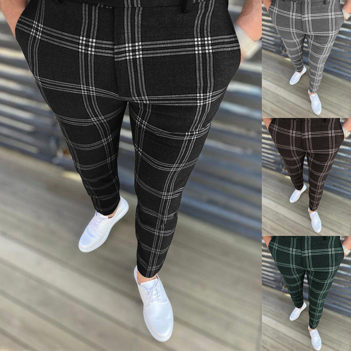 Herren Elegante Karottenhose mit strukturiertem Karo-Muster Aliams