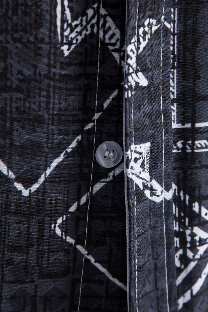 Herren Kurzarmhemd mit auffälligem Grafitmuster und coolen Kunstakzenten Aliams