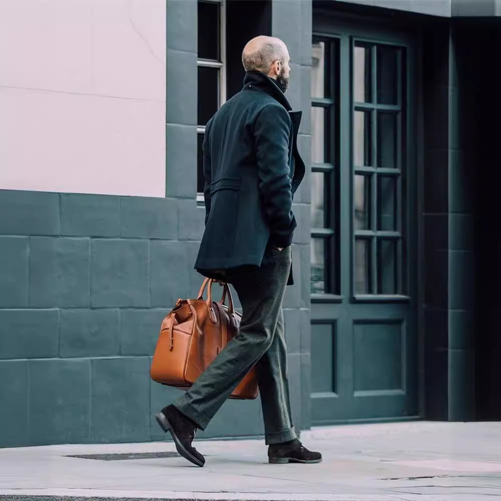 Herren klassischer und stilvoller Wollmantel mit doppelter Knopfreihe Aliams